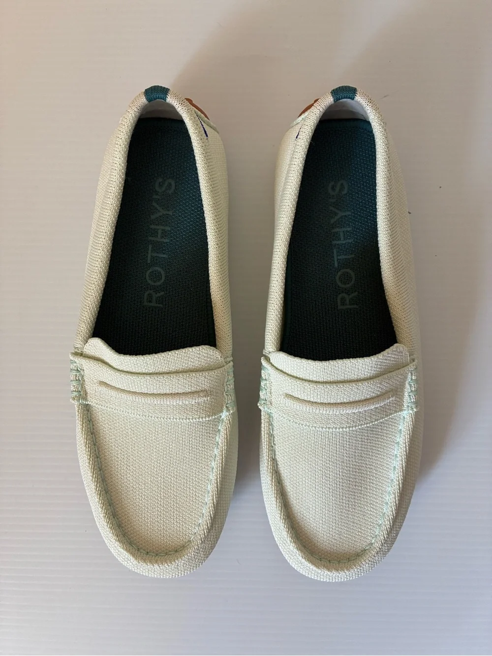 Rothy’s The Driver Mint Green Knit Slip-On Loafers size 7